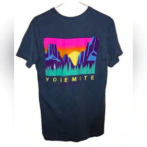 Buzz Yosemite California Graphic Short Sleeve T-shirt Blue Size Small